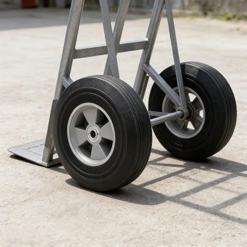 Image of 2 Pack 10 Inch Solid Rubber Replacement Wheels, Flat Free Hand Truck Tires with 5 /8 inch Axle, Hand Truck Replacement Wheels for Cart, Wagons, Wheelbarrow, Dolly, Trolley, 330 lbs Max Load