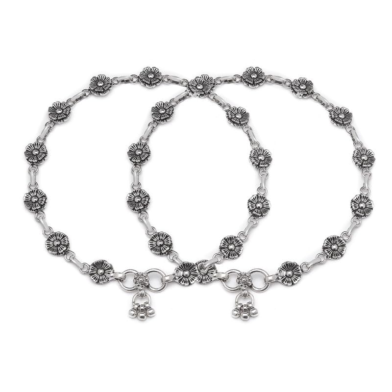 zavya 925 Sterling Silver Modest Floral Rhodium Plating Chain Anklet (Pair) | Gift for Women & Girls | With Certificate of Authenticity & 925 Stamp-picture-22
