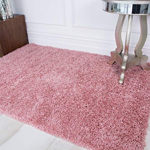 Ontario Blush Pink Soft Warm Thick Shaggy Shag Fluffy Living Room Area Rug