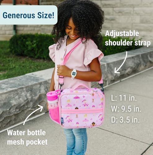 Image of Wildkin Kids ECO rPET Insulated Lunch Box - Keeps Food Hot or Cold, Easy-Clean Lining, Mesh Pockets & BPA-Free - Boys & Girls, Ideal for School, Travel & Daycare - Ballerina