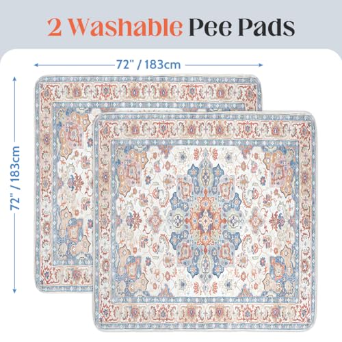 Image of Washable Pee Pads for Dogs, 2 Pack Reusable Puppy Training Pads 72 inchx72 inch Super Absorbent Waterproof Dog Training Pads, Non-Slip Potty Pads, Whelping Pads Litter Mat Beige