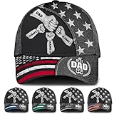 Personalized Dad Baseball Cap – Custom Fist Bump Hat with Kids’ Names – Best Dad Ever Gift for Father’s Day, Birthday (US, Alpha, One Size, US Flag Fist Bump)