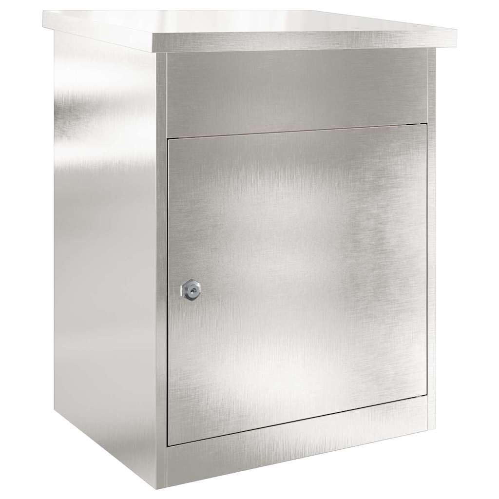 vidaXL Boîte de dépôt de Colis avec Stockage Argenté 47,​5 x 38 x 59 cm, Boîte aux Lettres sécurisée, matériaux étanches, Style Contemporain, déco Jardin, Solution Stockage Colis