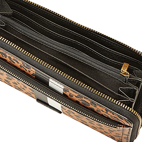 image for Fossil Women's Logan Faux Leather Wallet RFID Blocking Zip Around Clut