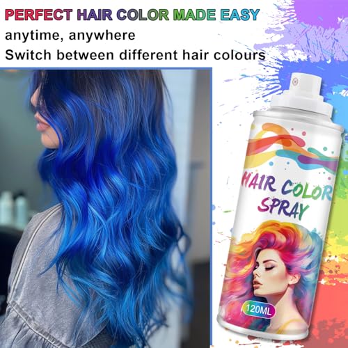 Spray temporal para cabello uso único, color azul miniatura 6