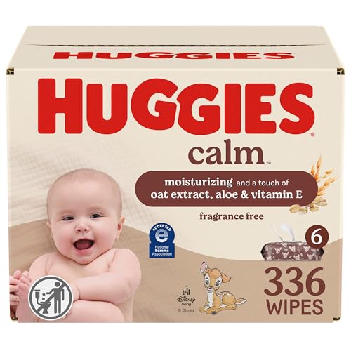 Image of Huggies Calm Baby Wipes, Unscented, Hypoallergenic, 6 Push Button Packs (336 Wipes Total), Packaging May Vary