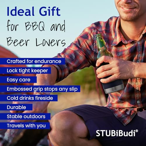 Image of Stainless Steel Beer Cooler With Bottle Opener, Vacuum Insulated Can Cooler 12 oz for Bottles Cans, 4-in-1 Universal Insulator Coozy for Bottles Cans, Best Beer Gifts for Men (Black)