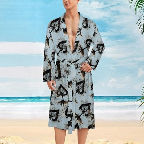 Bata de baño ligera para hombre que buscan ropa de dormir suave de manga larga 3