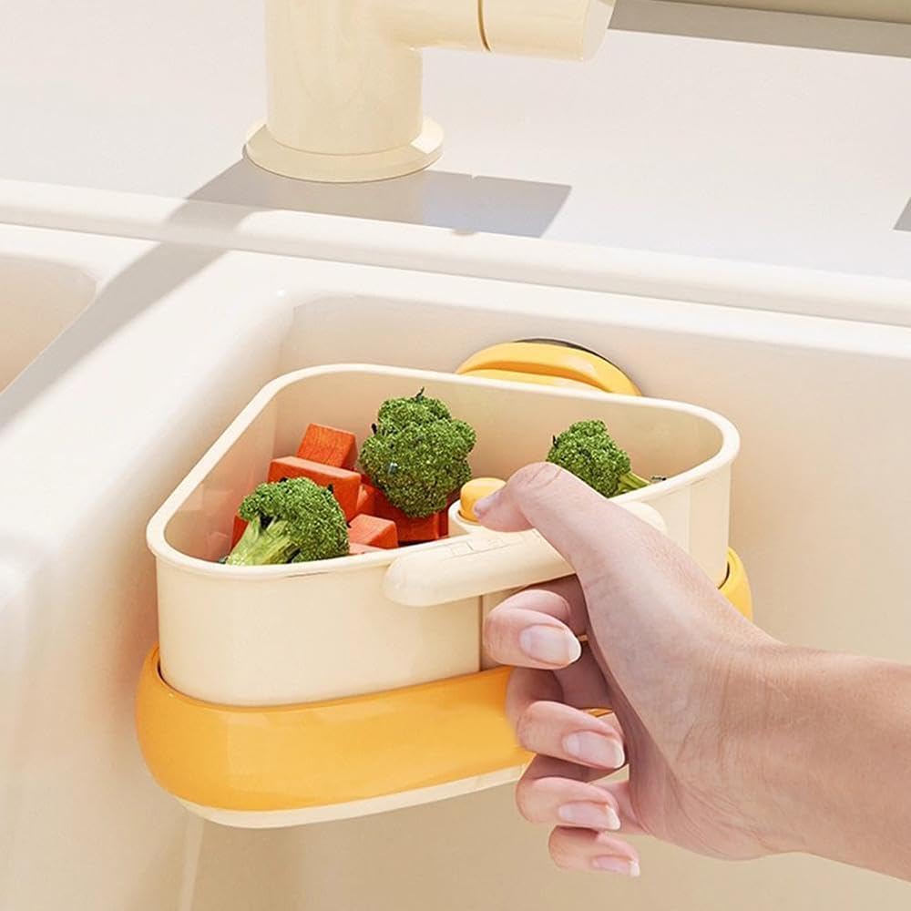 Griglia angolare per lavello a ventosa, cestino per lavello aggiornato, rimovibile per una facile pulizia, design 2025, perfetto per uso in cucina, confezione da 2