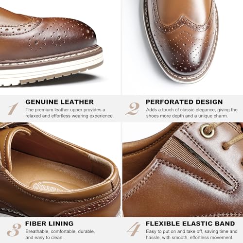 Mens Dress Shoes Genuine Leather Plain Toe Lace Up Mens Casual Dress Shoes Business Comfortable Fomal Mens Oxford Dress Sneakers for Office Wedding Casual2