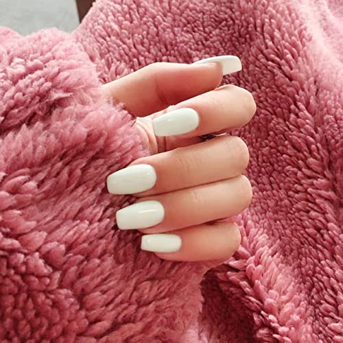 RUNRAYAY Matte White Press On Nails Medium, Fack Nägel Für Frauen Mädchen, Nude Nails Drücken Sie Auf Full Cover Nails Tipps Für Salon Perfect Nail