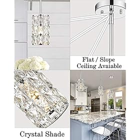 Mini Crystal Pendant Light, CALDION 1-Light Moden Pendant Light Fixtures, Adjustable Rods Pendant Lighting for Kitchen… 516g4WsCkyL. SS280