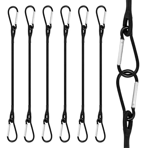 DmDoyy Set di 6 tenditori elastici con moschettone, corda elastica per bagagli, sandow elastico, 30 cm, tenditori elastici per campeggio, teloni, tende, bagagli, auto e velo