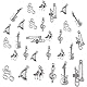 PandaHall 30 Stück 6 Stile Musikinstrumente Charms, Antik Silber Legierung Notiz Anhänger Klavier Gitarre Harfe Trompete Charms für DIY Halskette Armband Schmuckherstellung