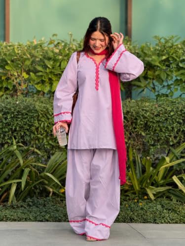 Image of ANNI Designer Cora Cotton Farshi Salwar Suit for Women | Farsi Style Kurti | Farasi Kurta with Dupatta | Parsi Ethnic Dress | Indian Office Party Traditional Clothing Fashion Wear