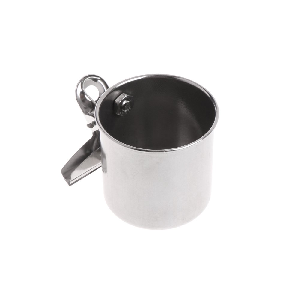 Yjcnelcr Bird Feeder Stainless Steel Bowls for Cage Parakeet Food Dish Parrot Water Cups with Clip for Canary Lovebird Bird Seed No Waste