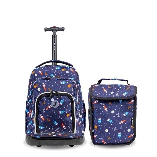 J World New York Kids' Lollipop Rolling Backpack & Lunch Bag Set, Spaceship, One Size