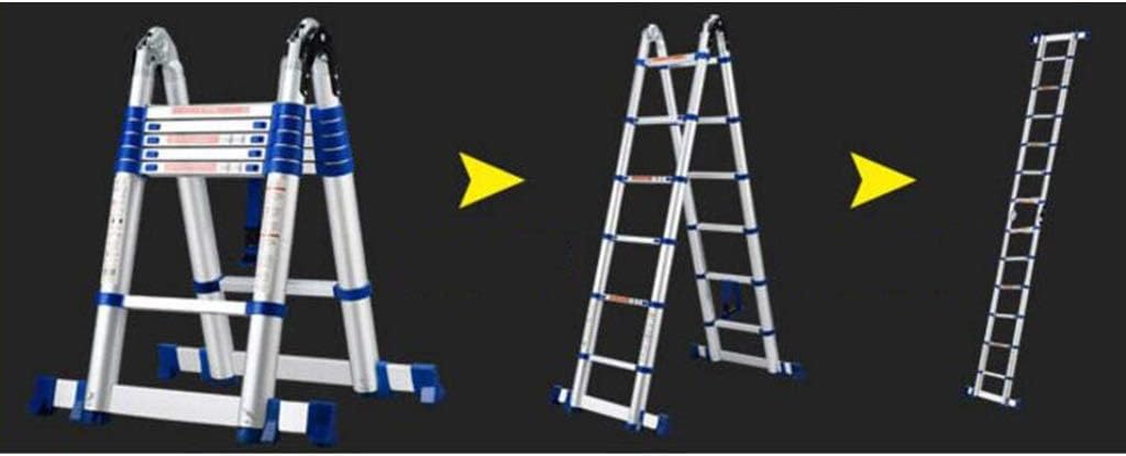 Outdoor Aluminum Extension Ladder, Multi-Function Folding Anti-Skid Safety Lock Function, Portable Home Engineering Stairs (Size : 2.2+2.2M=4.4M(14.4FT))