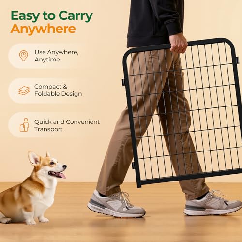 Image of Yaheetech Heavy Duty Dog Playpen, 32 Inch 16 Panels Pet Playpen for Medium Dogs, Foldable Puppy Exercise Fence, Indoor Outdoor Portable Dog Fence Barrier