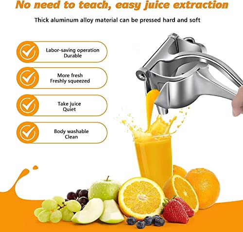 Image of Aluminum Hand Press Juicer Manual Citrus & Fruit Juicer for Kitchen Use Sturdy Metal Juicer for Home, Kitchen & Bar Easy-to Use Manual Machine