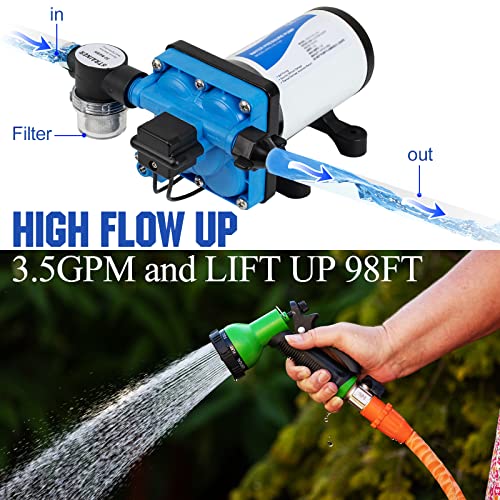 Image of DC HOUSE 42-Series Water Diaphragm Pump with Hose Adapters for RV Shower Agricultural Irrigation 110V 3.5GPM 55PSI