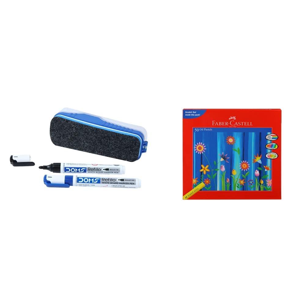 Doms Whiteboard Duster With 2 Whiteboard Marker & Faber