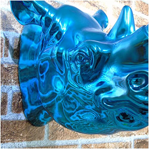 Zmx Rhino Head Wall Mount Resin Animal Head Wall Plaque Hanging Decoration Sculpture Crafts Simulation Animal Head Wall Decoration #TOP5