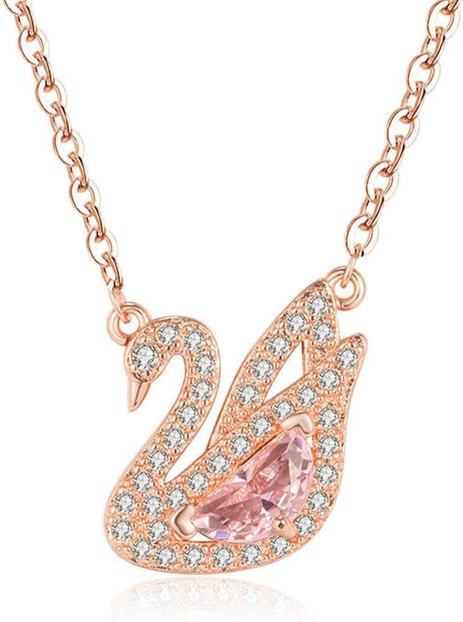 Neklace for Men necklace woman Full pink zircon swan jewelry set chain