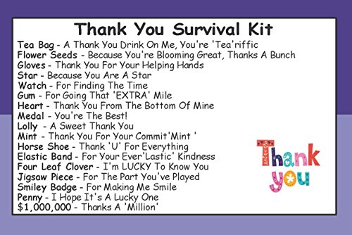 Thank You Survival Kit In A Can - Fun Novelty Gift For Men or Women Him or Her. Humorous Thank You Card & Present for A Neighbour Friend Teacher Work Colleague Wedding Guest. (Purple/Lilac) - Image 4