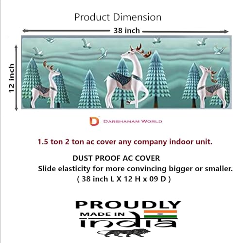 Image of DARSHANAM WORLD Beatiful Designer Ac Cover / / Cutest Printed Air Conditioning Dust Cover For Indoor & All Type AC Split Covers / / Colorfull Folding Designer Ac Cover (3D White Deer 1.5 Ton)