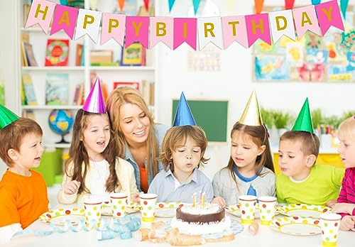 Image of Happy Birthday Banner Decoration with Shiny Letters Glitter Mixed color Birthday Banner Sign Birthday Party Decorations Supplies