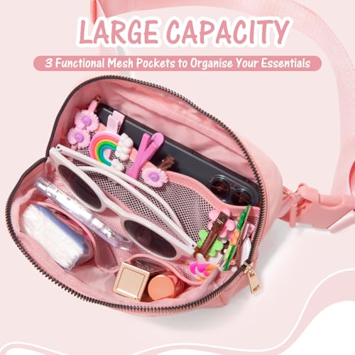 Image of 6-12 Year Old Girl Gifts: Personalized Birthday Gift for Her Sister or Daughter, Initial Crossbody Bag Fanny Pack Purse, Trendy Preppy Style (Light Pink-A)
