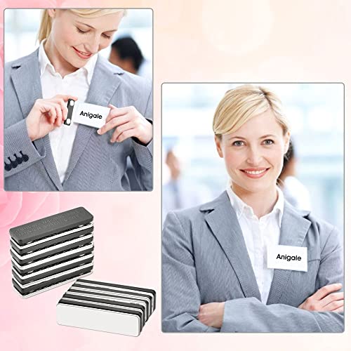 PERFETSELL 12 Stück Namensschilder Magnet Selbstklebend Magnetisch Namensschild Schilder Kleidung Metall Namensschild Halter mit 2-Punkt Magnet für Ausweishüllen Beschriften