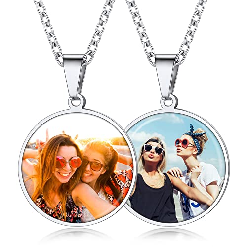 Médaillon 2 photos personnalisé en acier inoxydable pendentif gravé
