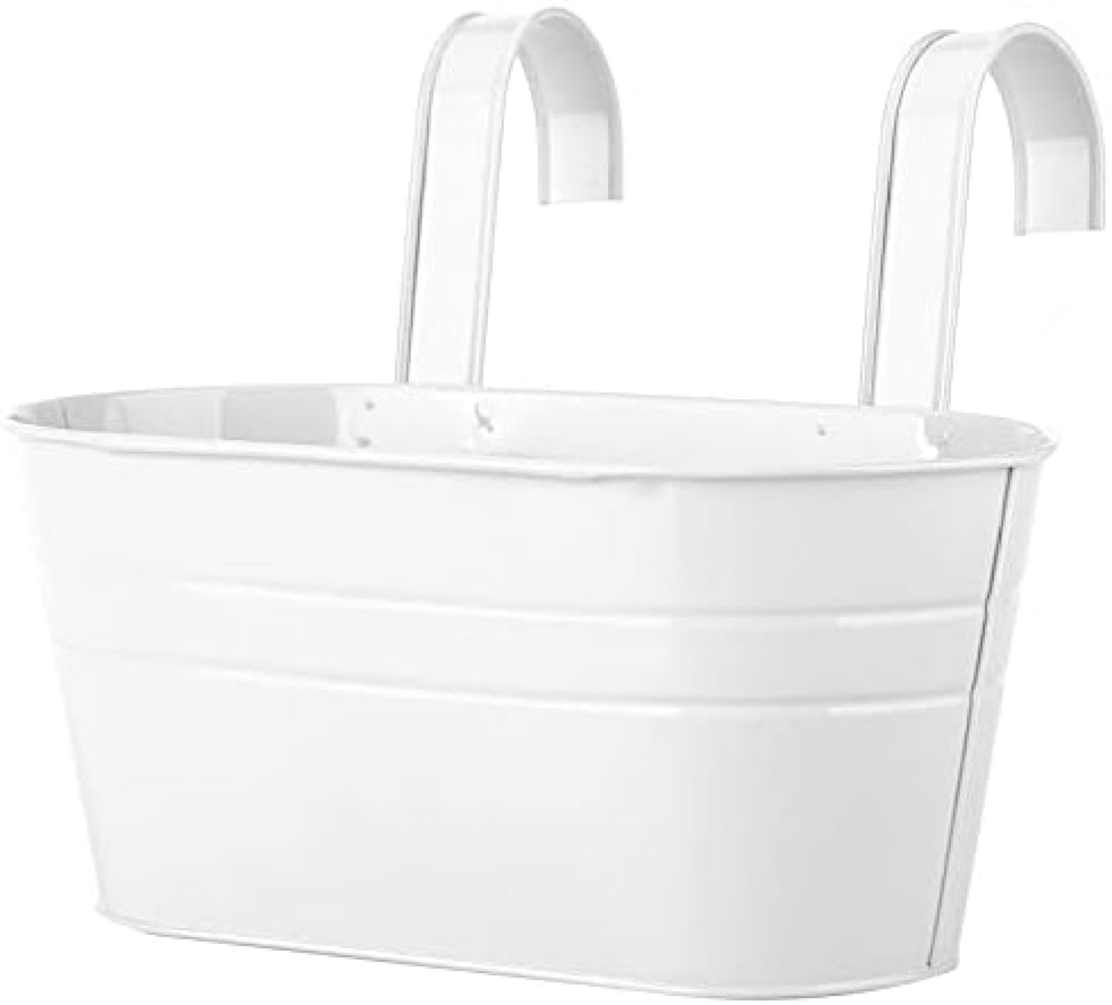 Owalna Metalowa Doniczka, Wisząca Donica Do Sadzenia, Z Otworami Drenażowymi Zapobiegającymi Gromadzeniu Się Wody, Dekoracja W Stylu Wiejskim (White)