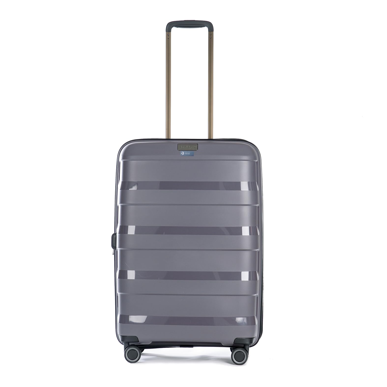 Stratic Straw + Hartschalen-Koffer Trolley Koffer groß Reisekoffer, nachhaltig, 4 Rollen, erweiterbar, TSA-Schloss (Größe M, dunkel grau)