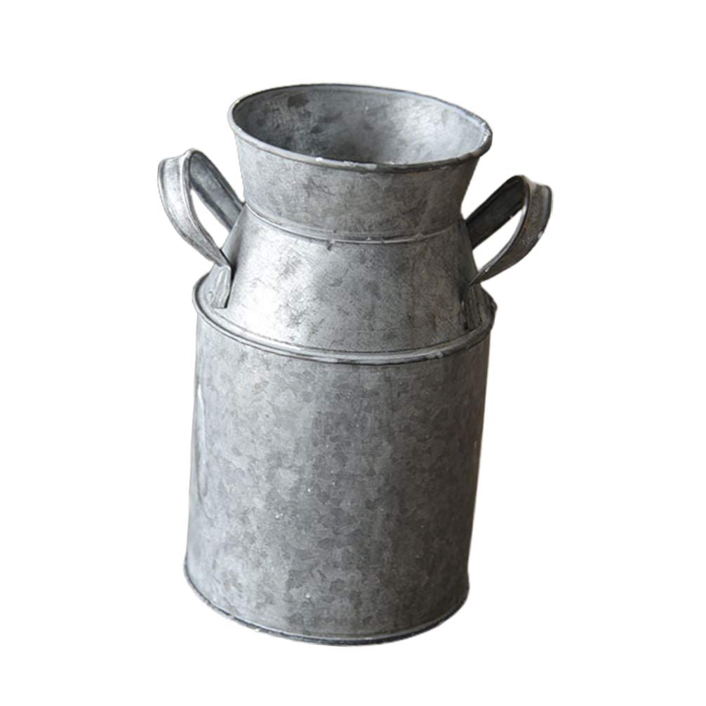 jarrón, Jarrón de Estilo rústico Shabby Chic Metal, Ideal for decoración del hogar y el jardín (Gris)