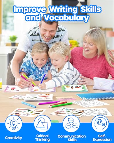 D-FantiX My Storybook Art Kit, Creative Writing & Drawing Activity Set for Boys & Girls, Hardcover Comic Book Making Kit with Stickers, DIY Arts and Crafts Supplies Gifts for Kids Ages 5, 6, 7, 8-12 - Image 7