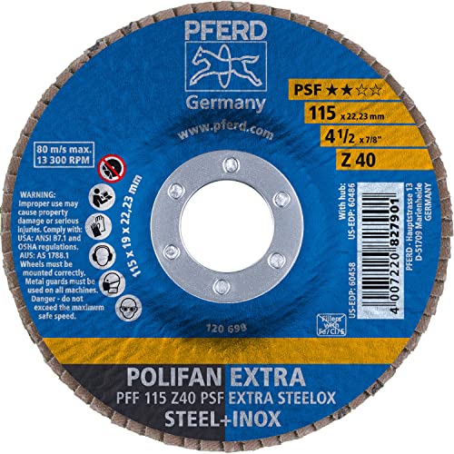 PFERD 4-1/2'' X 7/8'' POLIFAN Flap DISC - Flat (60458) (10/Each)