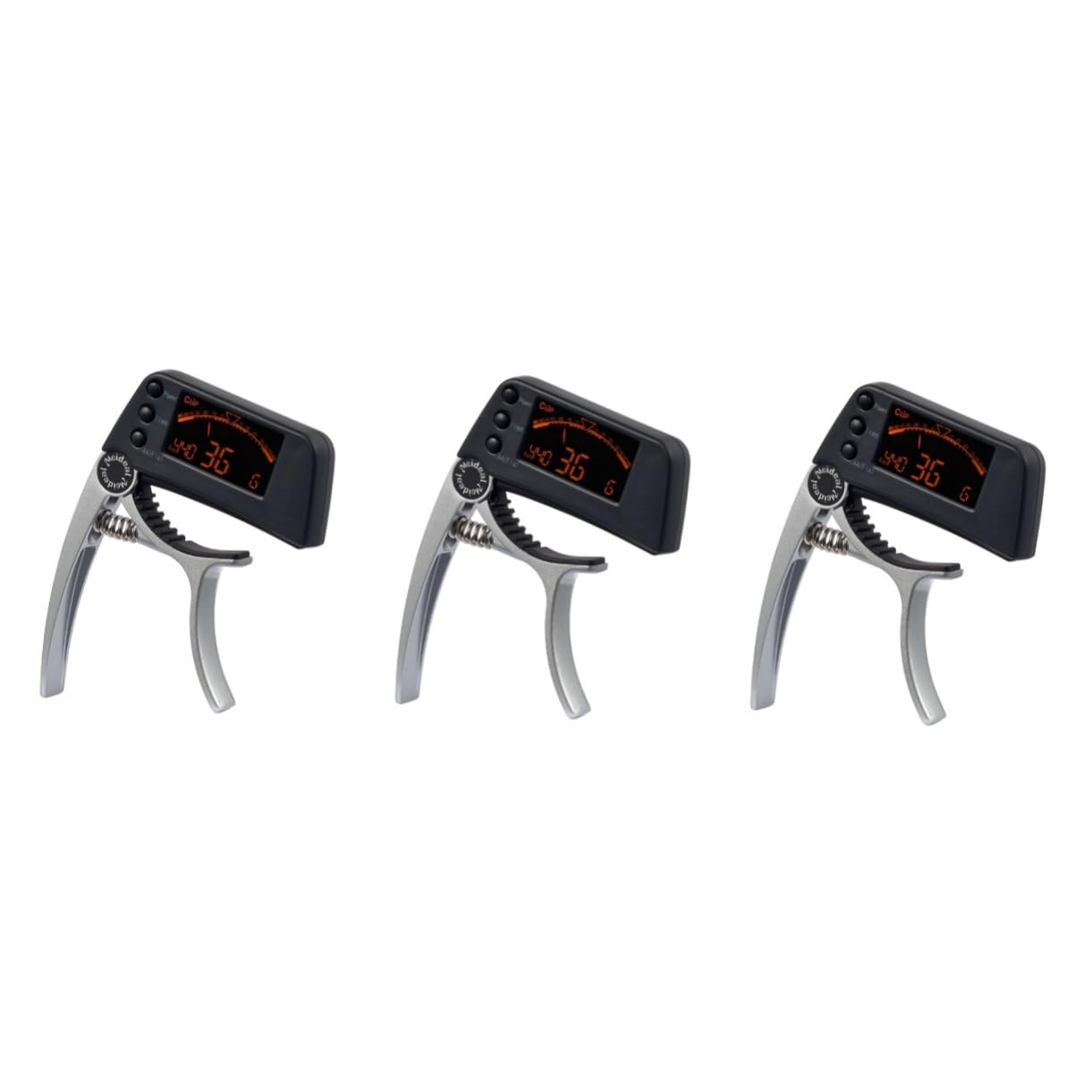 3stücke Digital Lcd Gitarrenstimmgerät Und Kapodaster Clip Tuner Für Akustik Gitarre Ukulele Banjo Hochwertige Stimmgenauigkeit Silbergrau