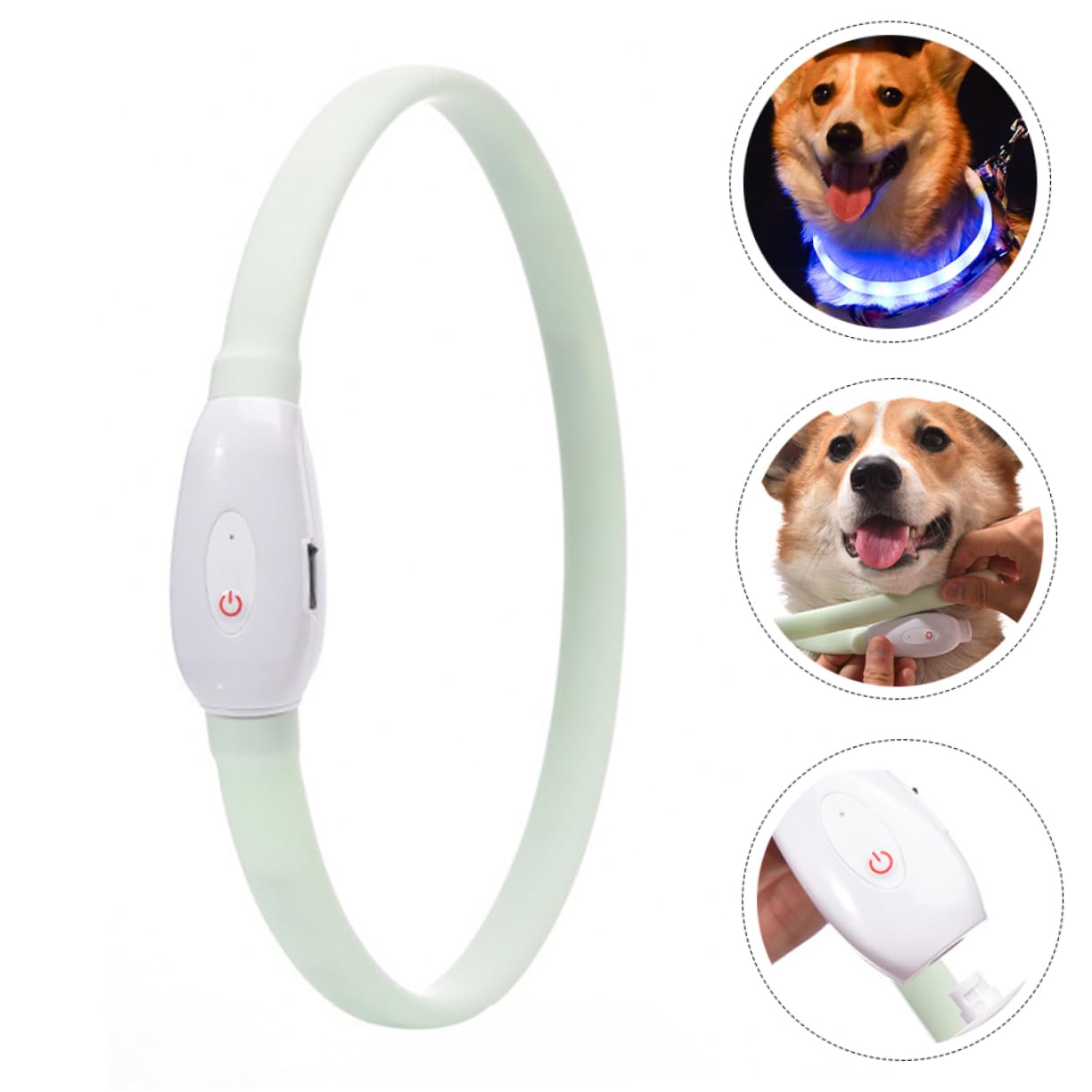 Mipcase 2juegos Collar Led para Perro Recargable por USB y Luminoso Collar De Seguridad para Mascotas para Paseos Nocturnos y Visibilidad La Oscuridad