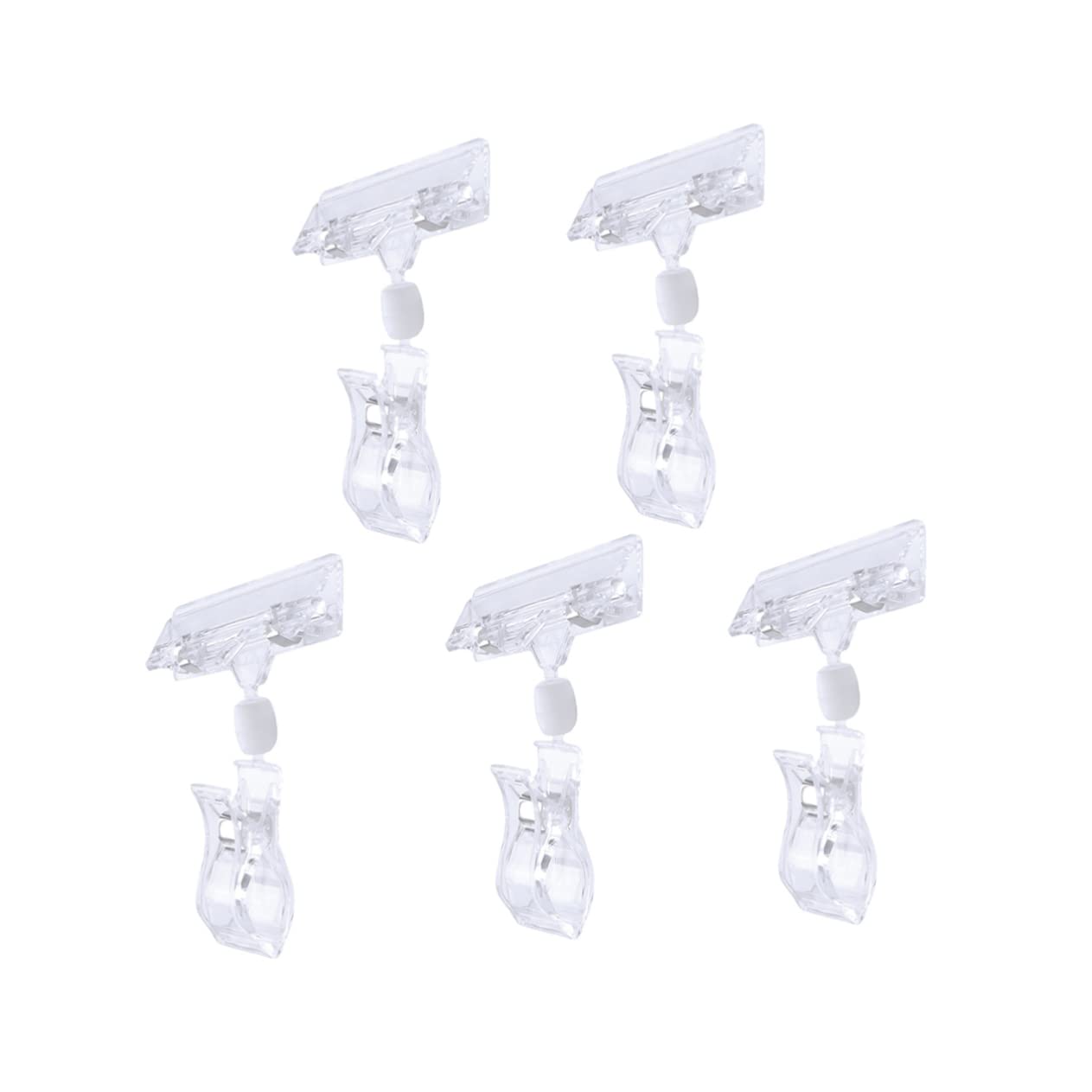 HOODANCOS 5pcs Crystal Clip Label Holders T-Shaped Sign Clips for Bin Labels Supermarket Tag Easy to on Shelves
