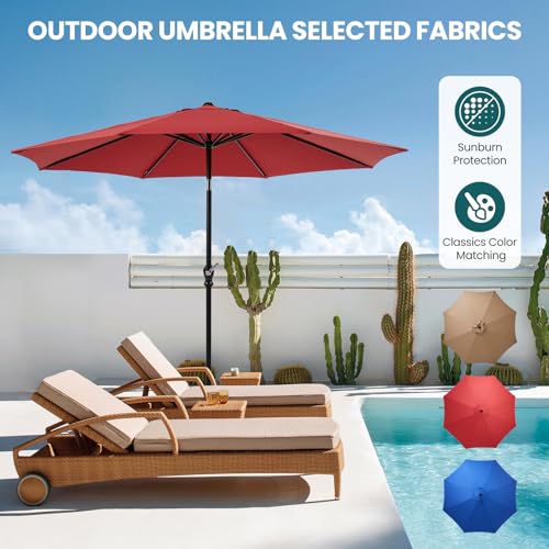 Image of OLIXIS 9FT Patio Umbrella Outdoor, Patio Table Umbrella 9 Feet Sun Shade for Pool, Beach, Outside Umbrellas with Tilt and Crank Button & Sturdy Ribs Waterproof for Deck, Terrace and Restaurant