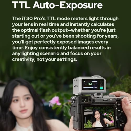 Image of GODOX IT30Pro TTL Mini Camera Flash Light,Full-Color Touchscreen,2.4GHz X System,Built-in Diffuser and Battery (for Sony)