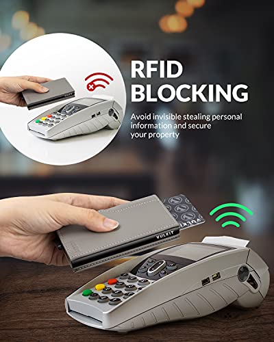 Image of VULKIT Card Holder Wallet with Double ID Windows RFID Blocking Pop Up Wallet Minimalist Design for 12 Cards