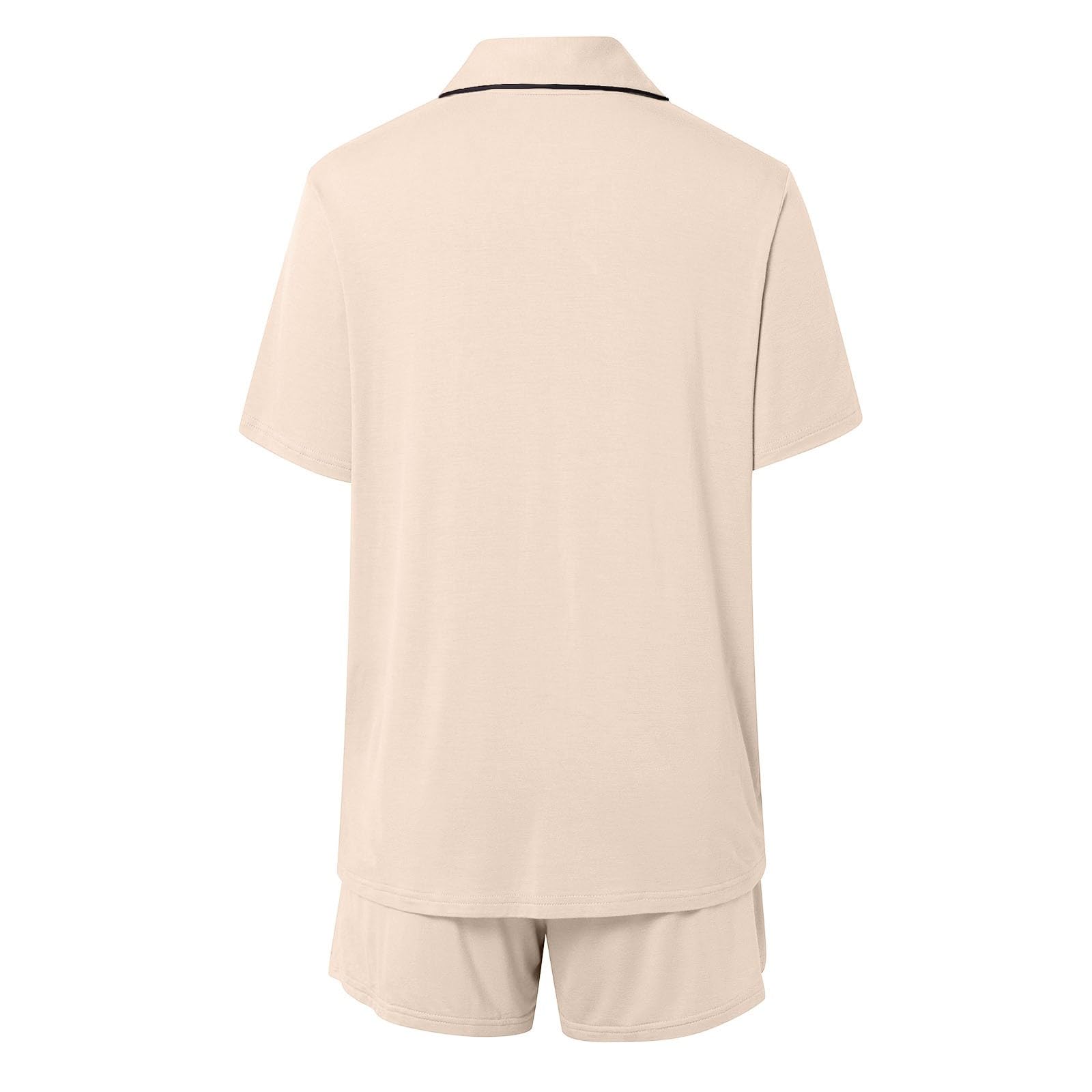 Pijama para mujer y mujer, conjunto de pijama de manga corta, ropa de dormir con botones, pantalones cortos, conjuntos de ropa de hogar suaves
