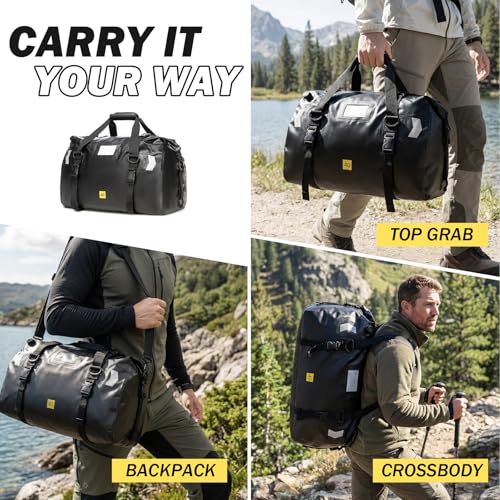 Bolsa seca impermeable 40L - Bolsa de lona resistente para motocicleta, kayak, navegación y camping - Bolsa estanca con válvula de aire y bandas reflectantes para hombres y mujeres miniatura 5