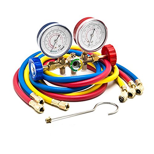 Latinaric Mannigfaltigkeit Messgerät Set Manifold Gauge Klimaanlage 2 Wege mit 3FT 5FT Schlauch für KFZ