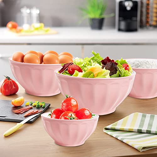 Jcxivan Mixing Bowls With Lids Set,9 Piece Large Plastic Nesting Mixing Bowls,Includes 4 Microwave Safe Mixing Bowl And An Egg Whisk For Kitchen Prepping,Baking,Cooking Food, Pink #TOP2