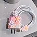 Cute Flowers Charging Cord Protector for iPhone Power Adapter Charger Cover,3D Floral Phone Charger Protector,Soft Phone Cord Protector Charger,Charger Cord Protector,Wavy Border Cable Protector-Star